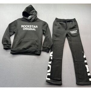 Rockstar Original Hoodie Sweatpants Set Youth Kids Size 8 Black White